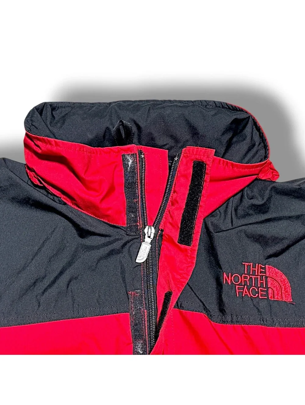 Vintage 90s The North Face Anorak Pullover Jacket Men’s M Red Black Hooded